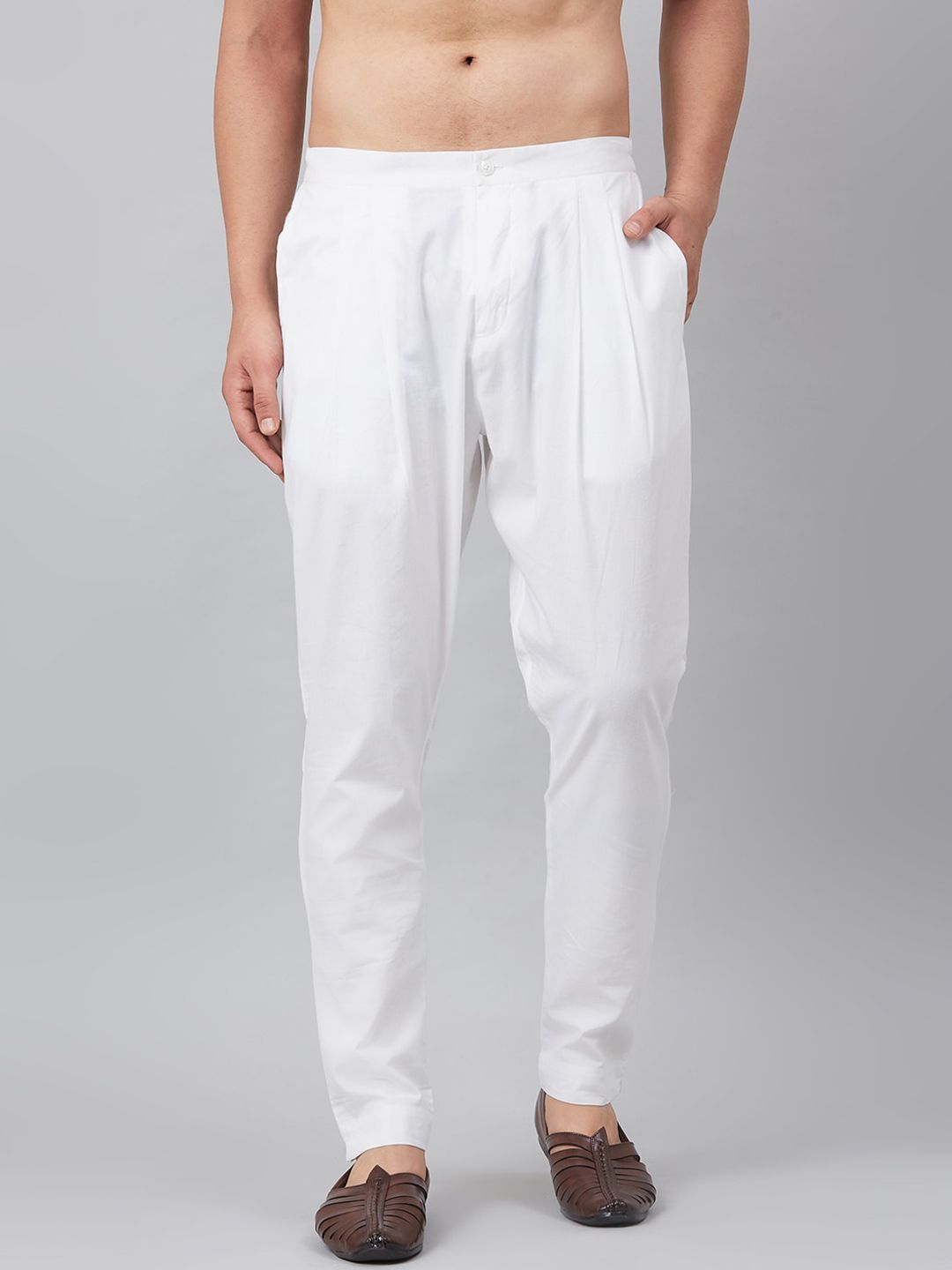 See Designs Men White Solid Pure Cotton Lounge Pants