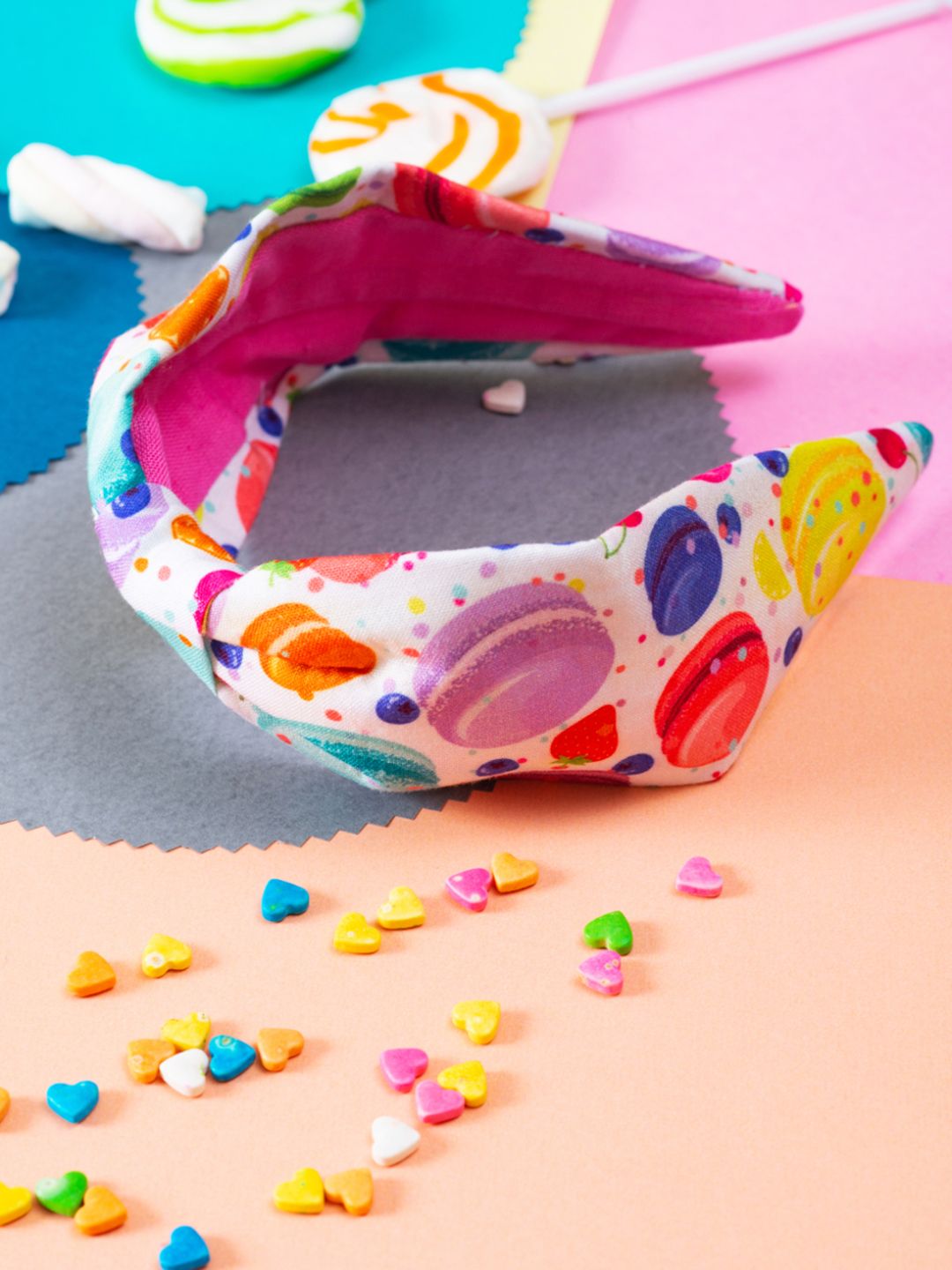 Choko Girls White & Purple Printed Hairband