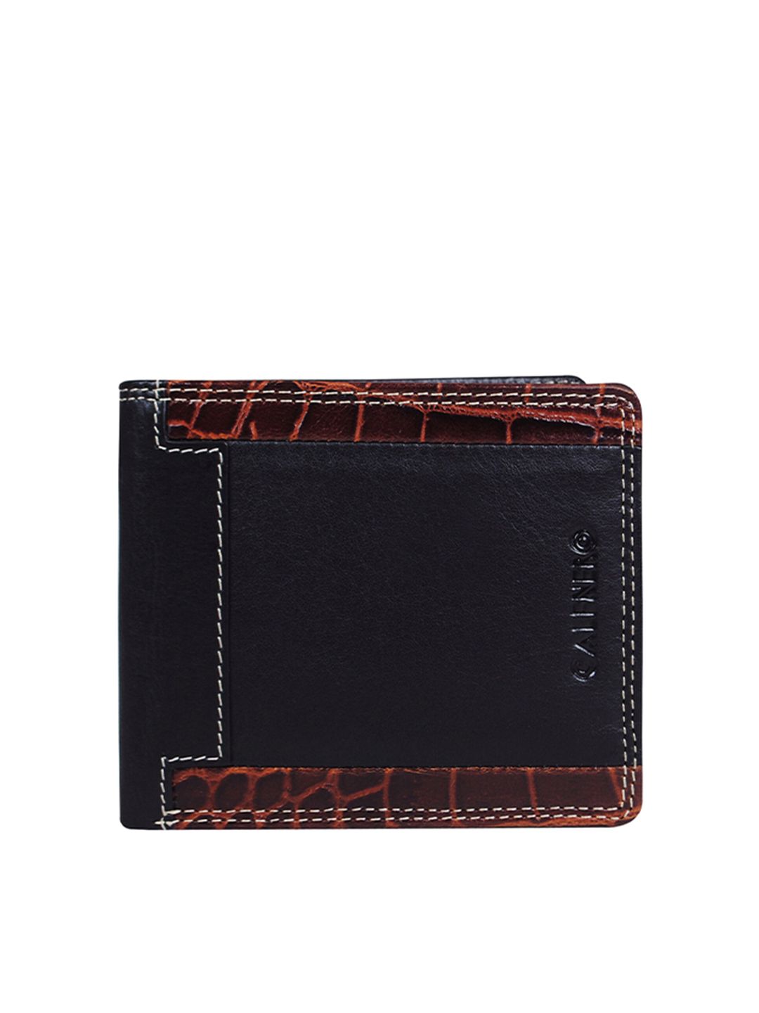 CALFNERO Men Black & Brown Leather Two Fold Wallet-picture-31