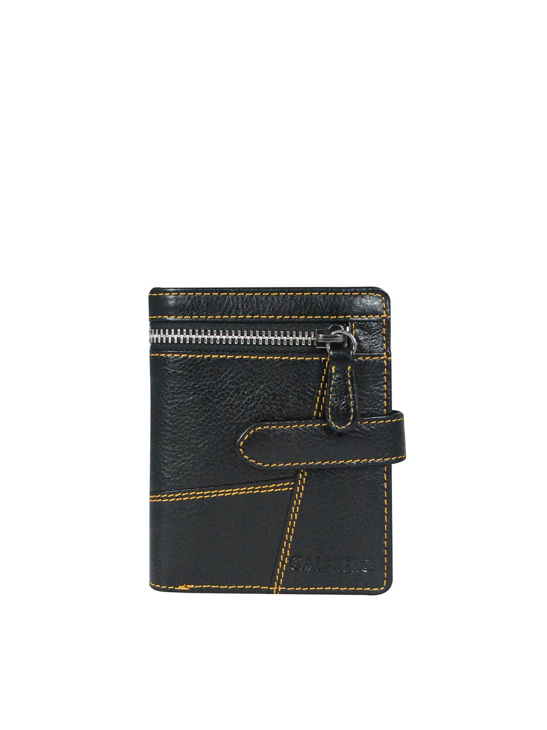 CALFNERO Men Black Leather Three Fold Wallet-picture-30