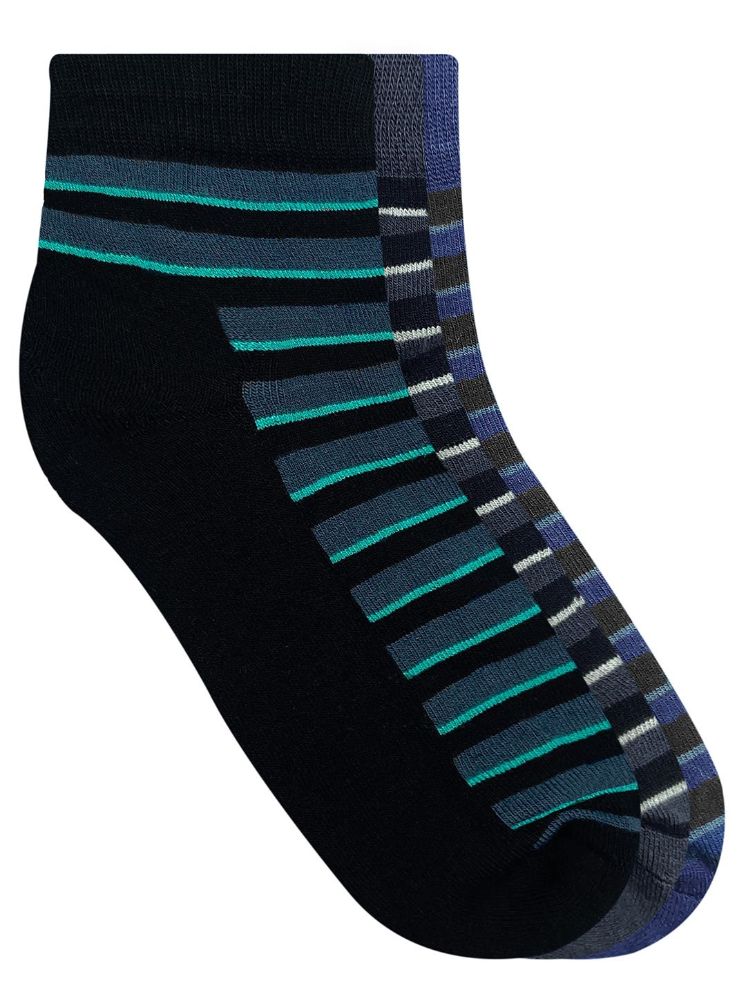 Heelium Men Pack of 3 Striped Ankle Length Socks-picture-39