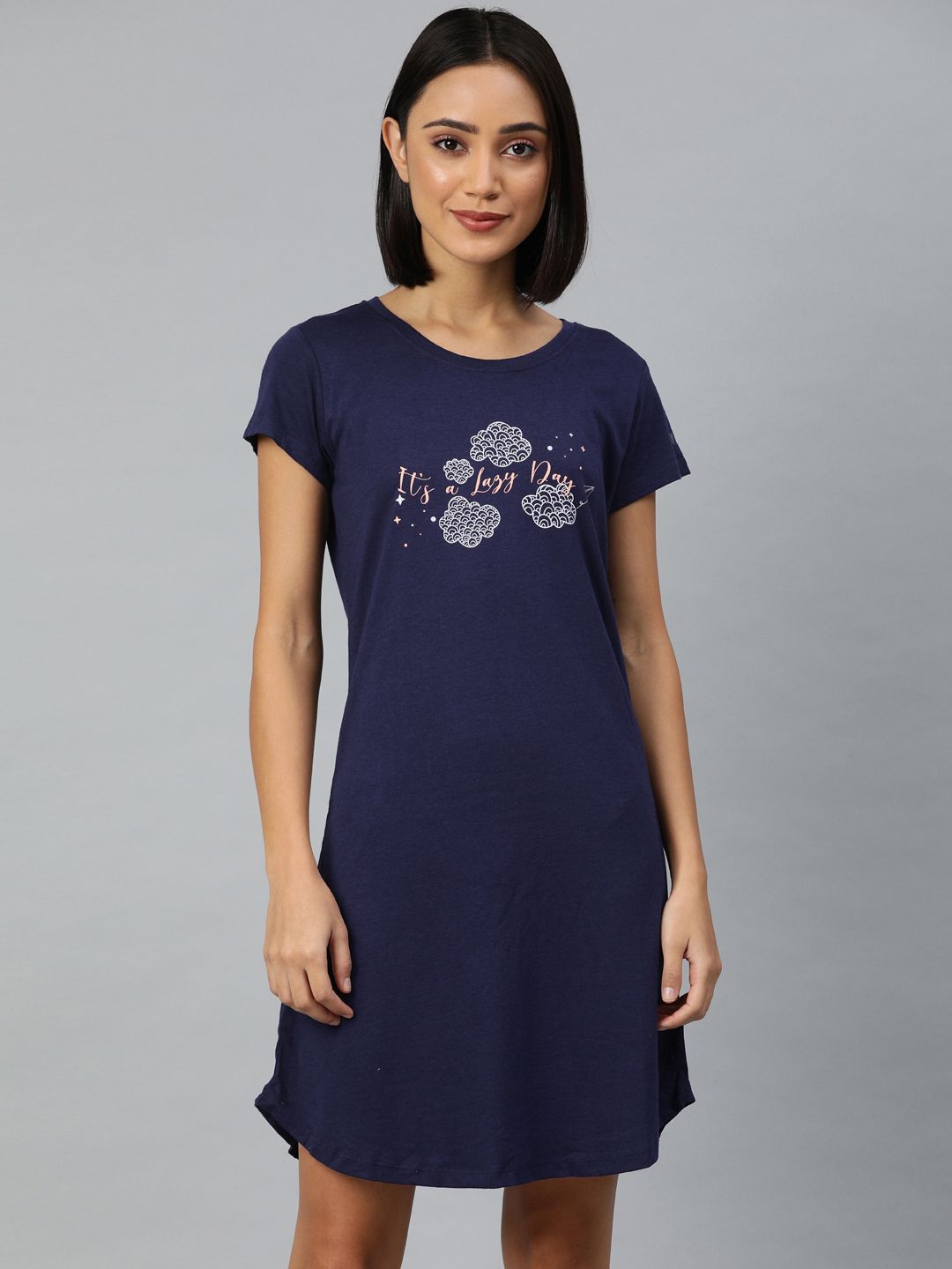 Van Heusen Printed Round Neck Short Sleeves Lounge T-shirt Style Nightdress-picture-31