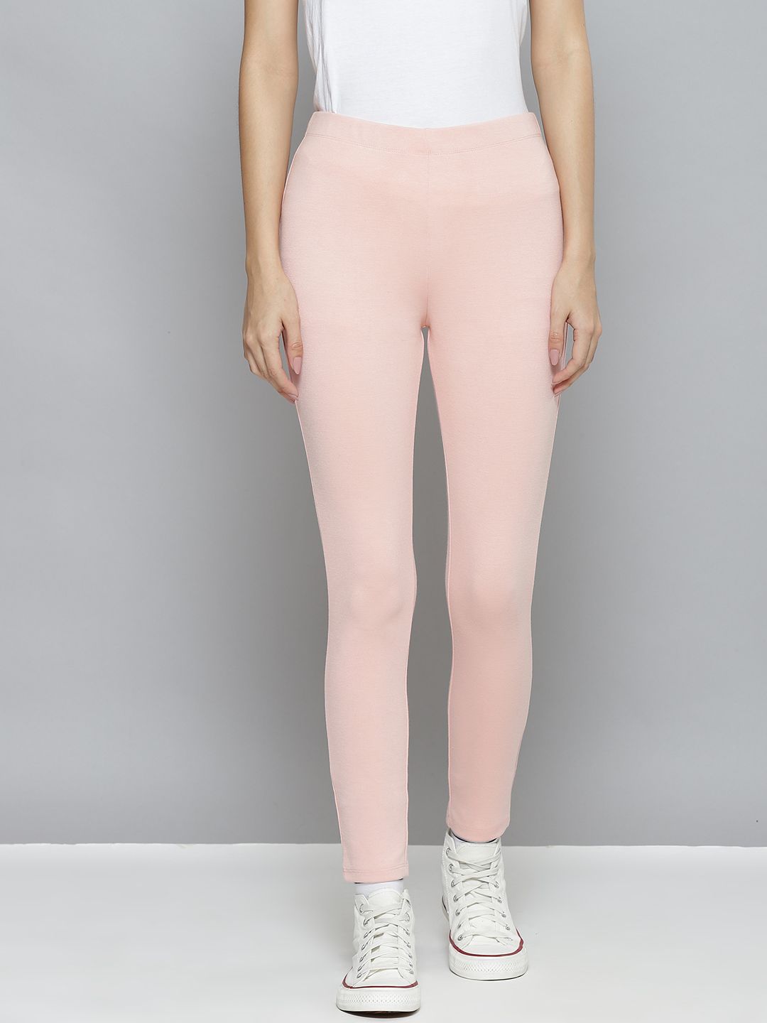 La Zoire Women Pink Solid Slim Fit Cropped Jeggings
