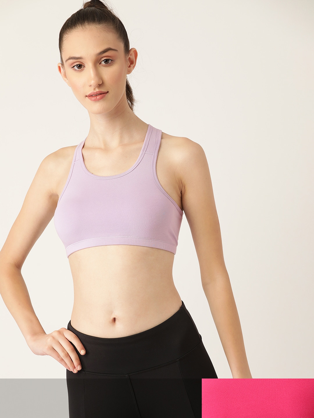 DressBerry Fuchsia Solid Non-Wired Non Padded Sports Bra