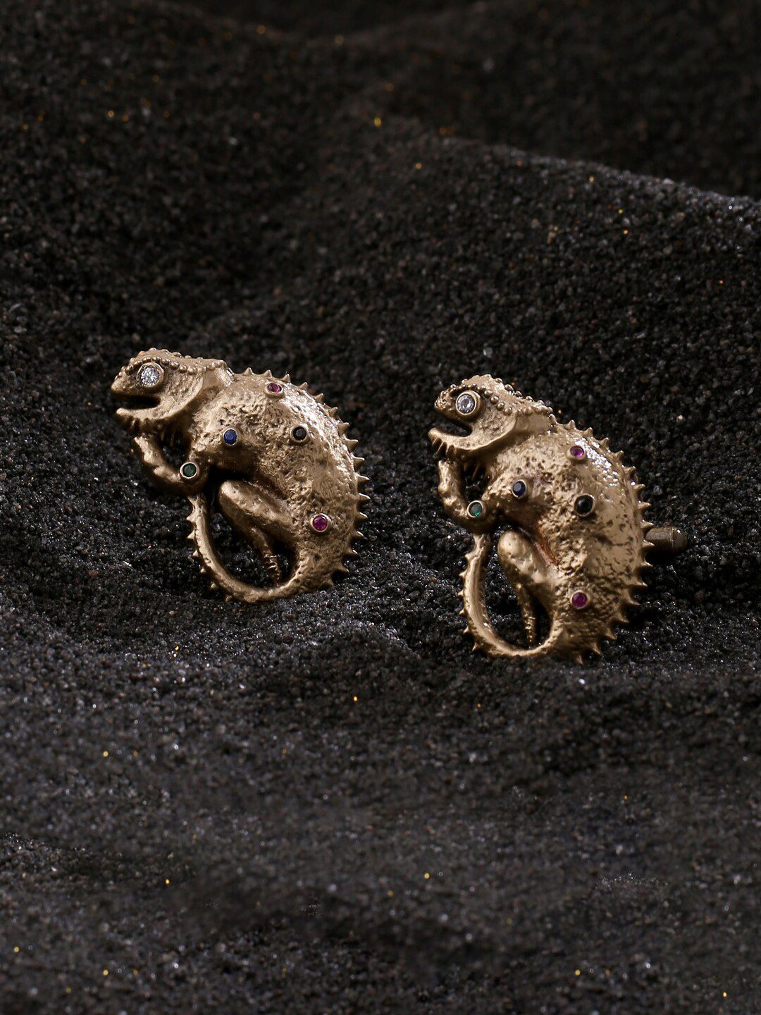 COSA NOSTRAA Gunmetal-Toned Geometric Cufflink-image-21