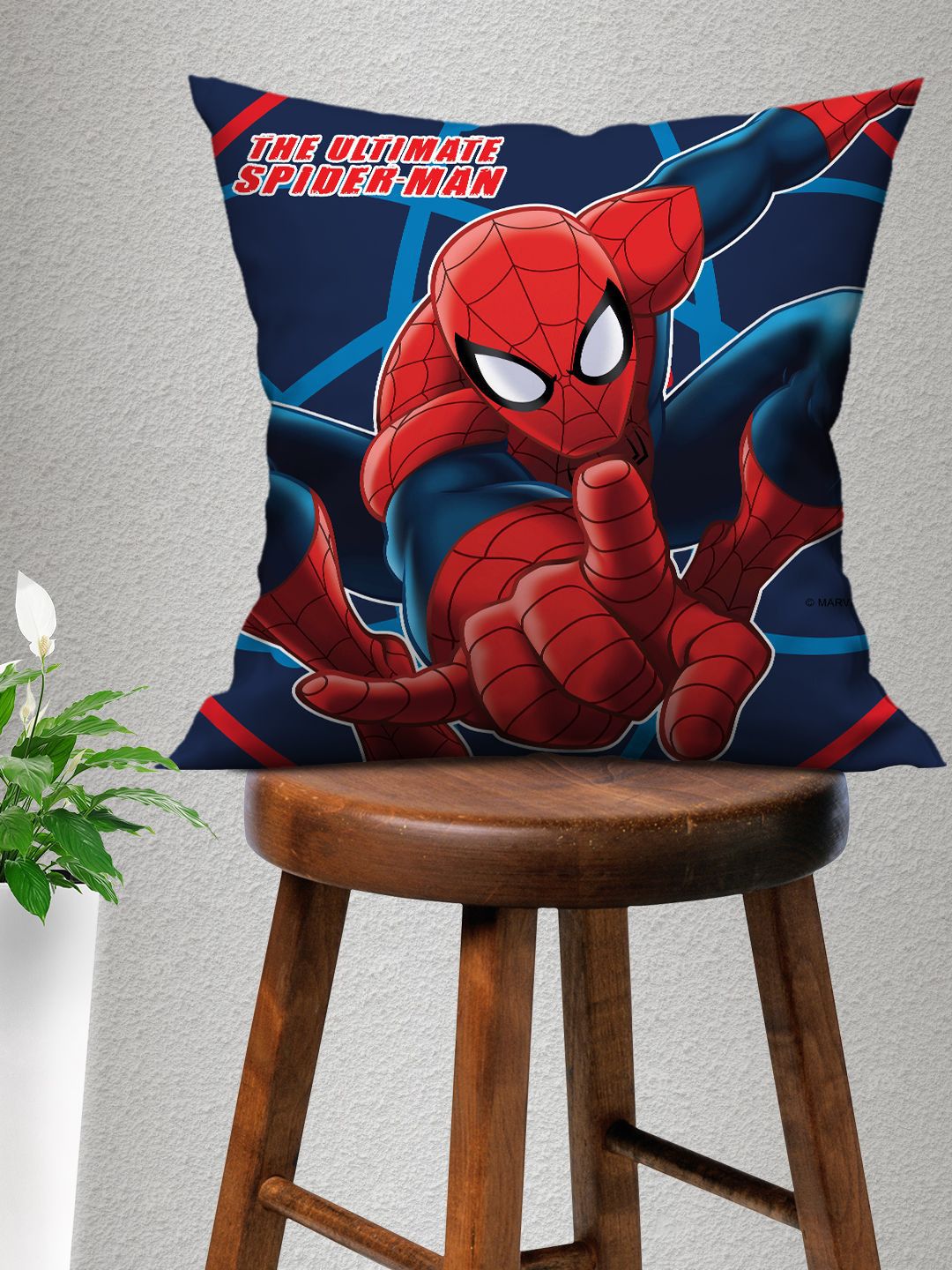 Marvel Blue & Red Spiderman Printed Square Cushion Cover-picture-42