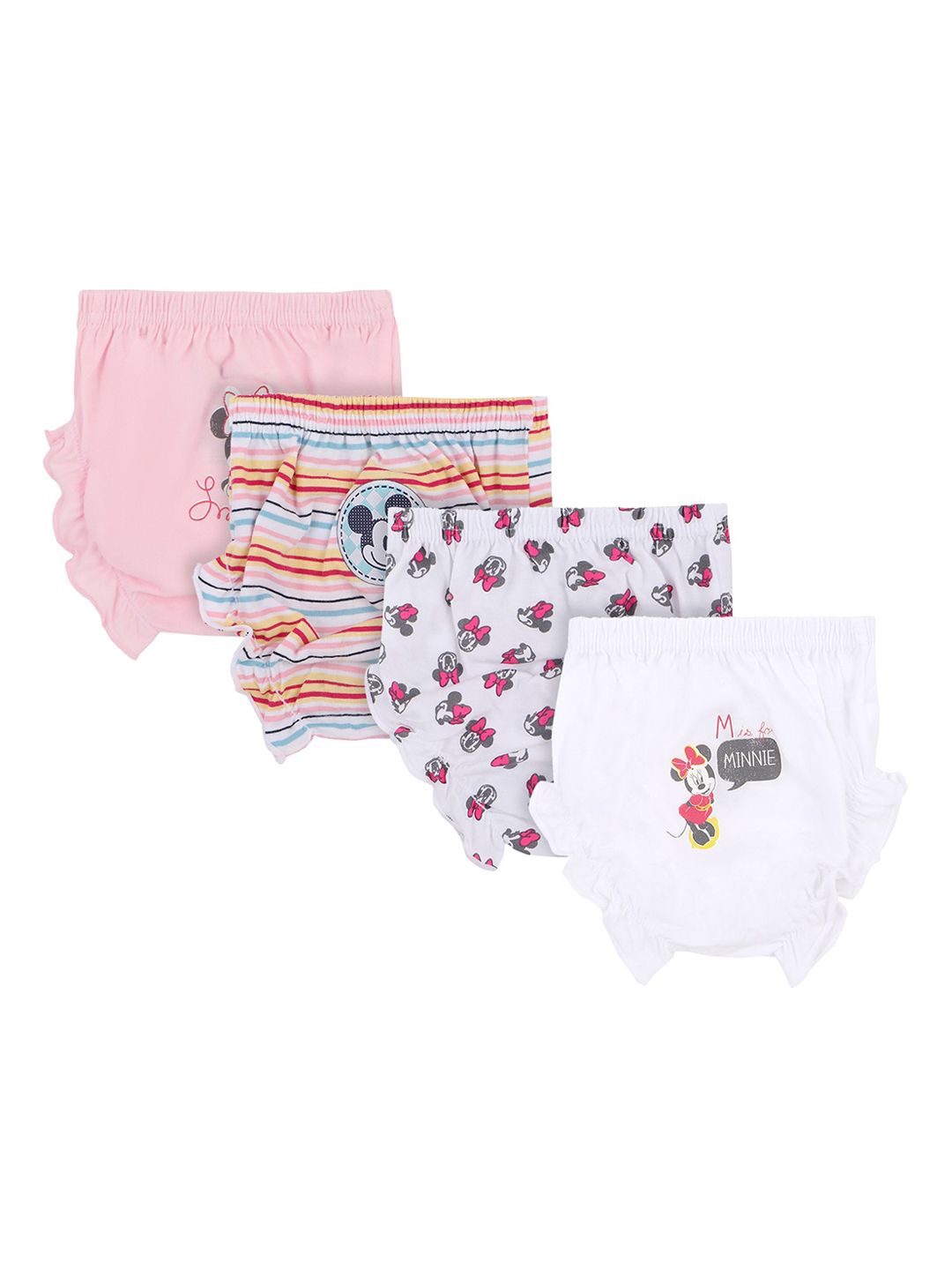Bodycare Girls Assorted Pack of 4 Printed Cotton Minnie & Friends Briefs IIBD1252-PK001