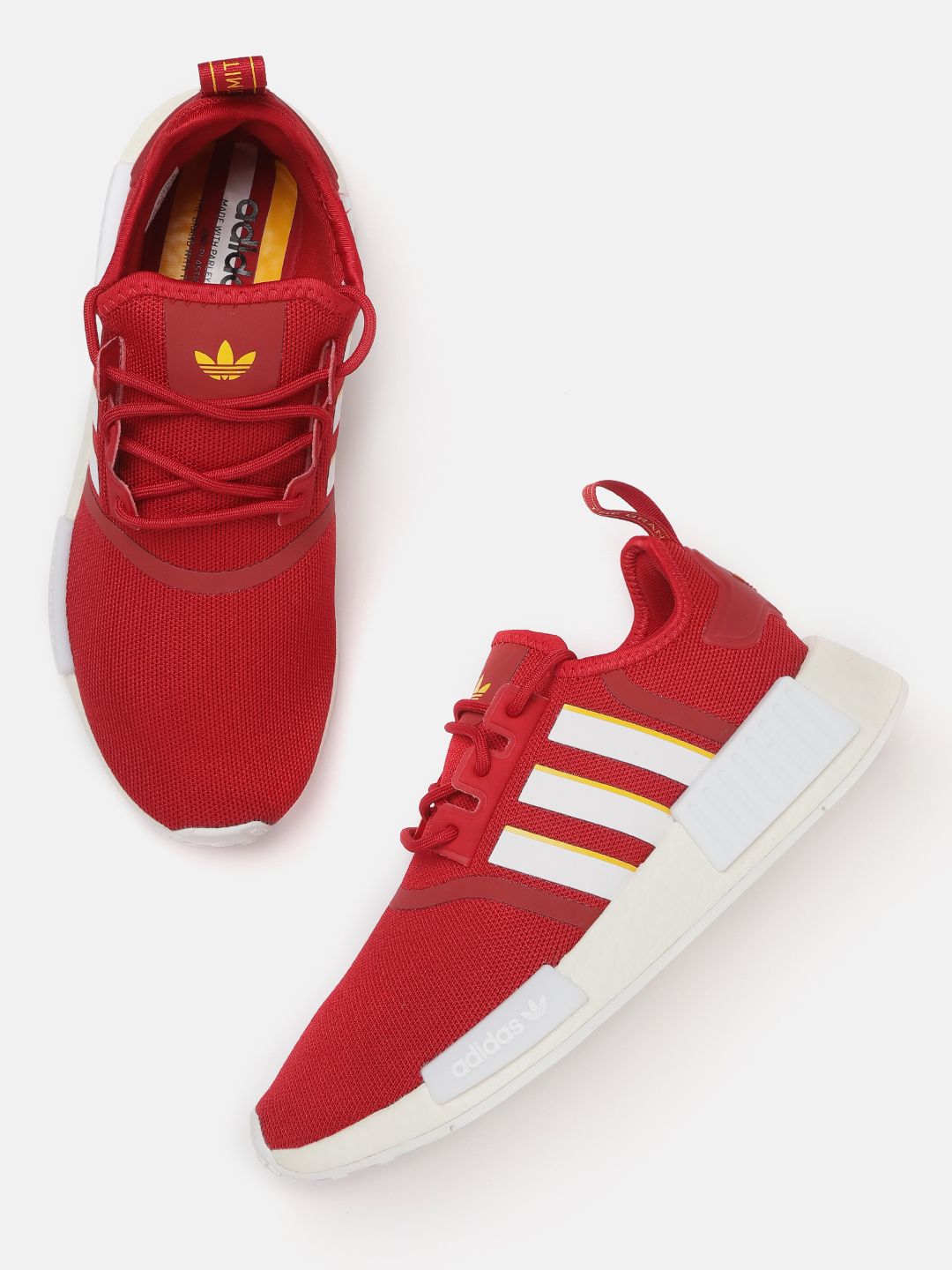 ADIDAS Originals Men Red & White Woven Design Spain NMD_R1 Sneakers-image-48