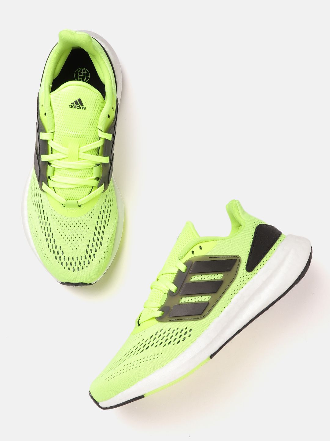 ADIDAS Men Fluorescent Green Woven Design Perforated Pureboost 22 ...