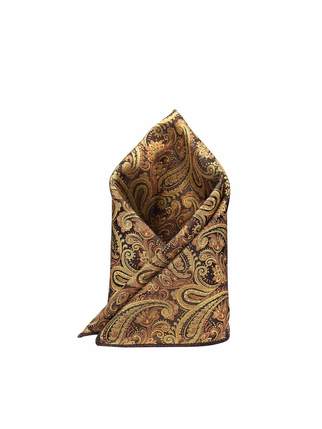 The Tie Hub Men Gold Paisley Printed Pocket Square