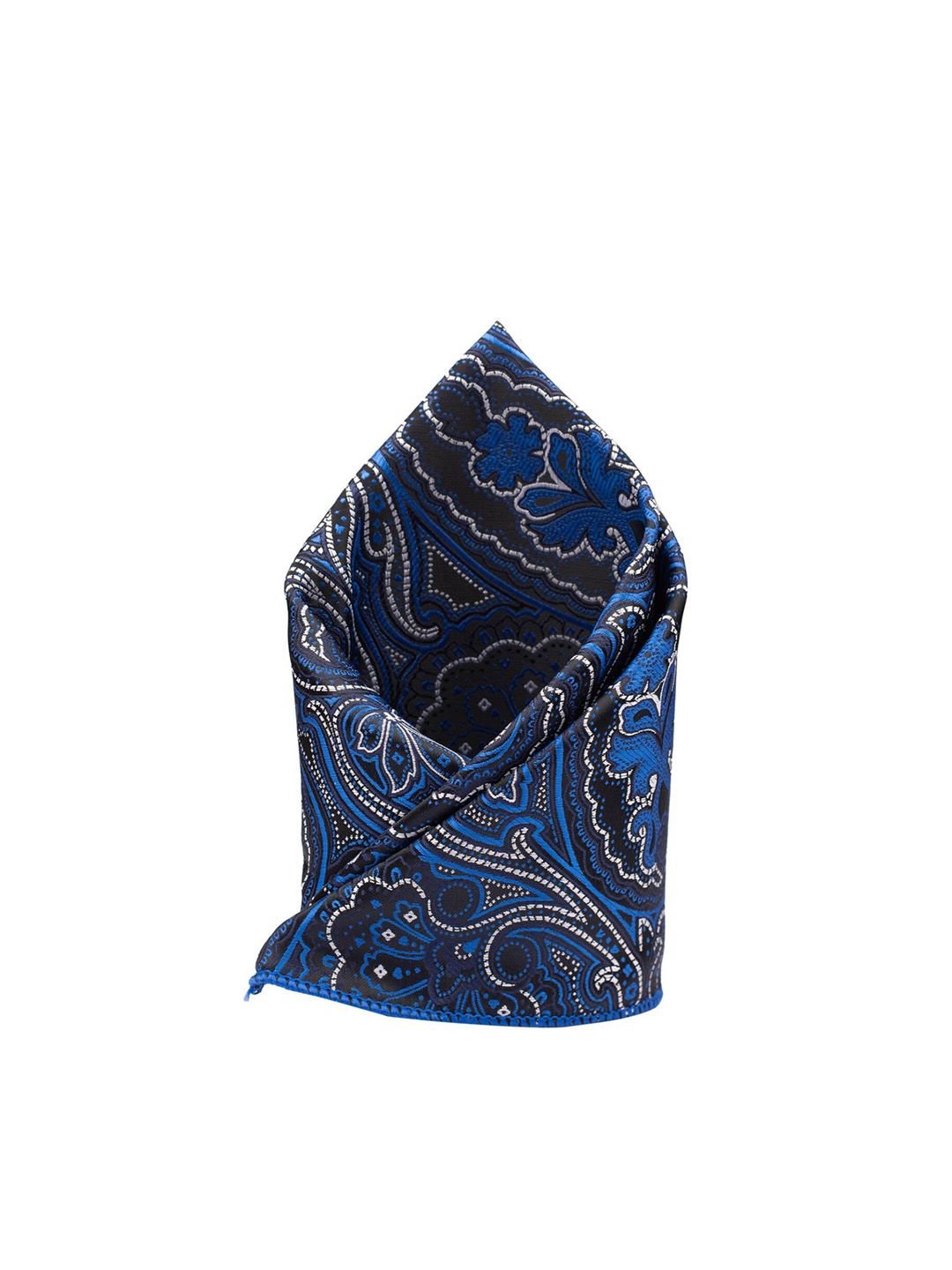 The Tie Hub Men Blue & Black Paisley Pocket Squares-image-7