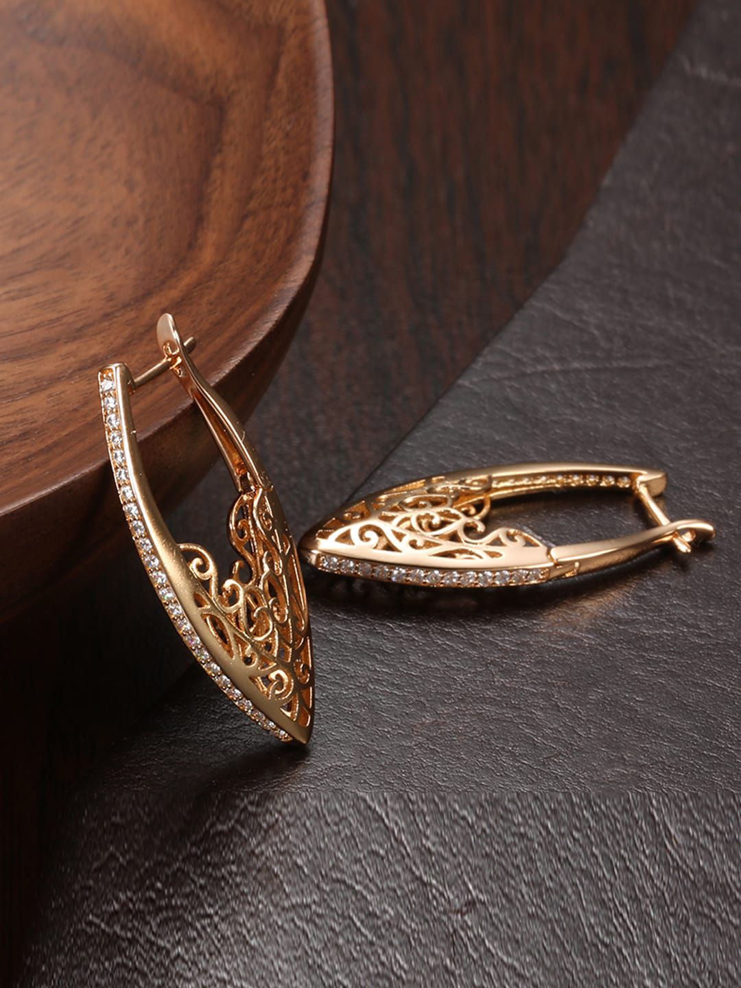 Shining Diva Fashion Rose Gold-Plated Contemporary Hoop Earrings-picture-20