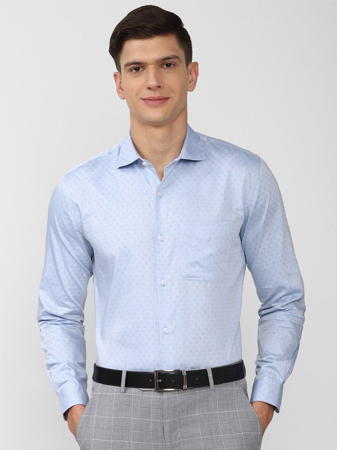 Peter England Elite Men Blue Slim Fit Cotton Formal Shirt-picture-16