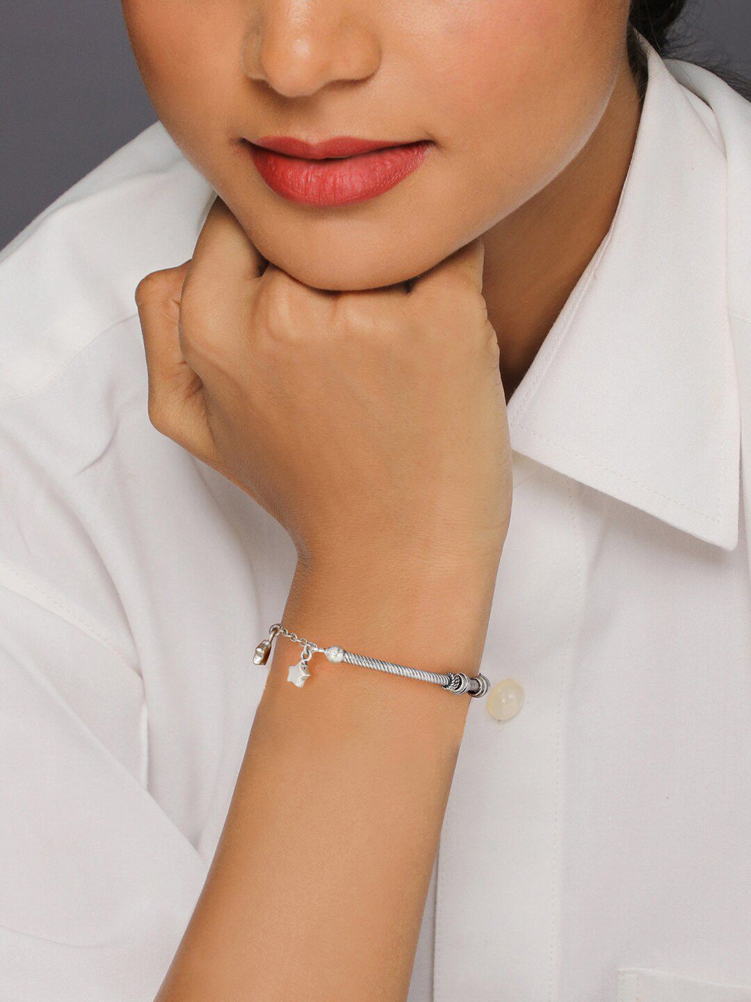 GIVA Anushka's 92.5 Sterling Silver Rose Gold Supple Bracelet cum Ring for Women