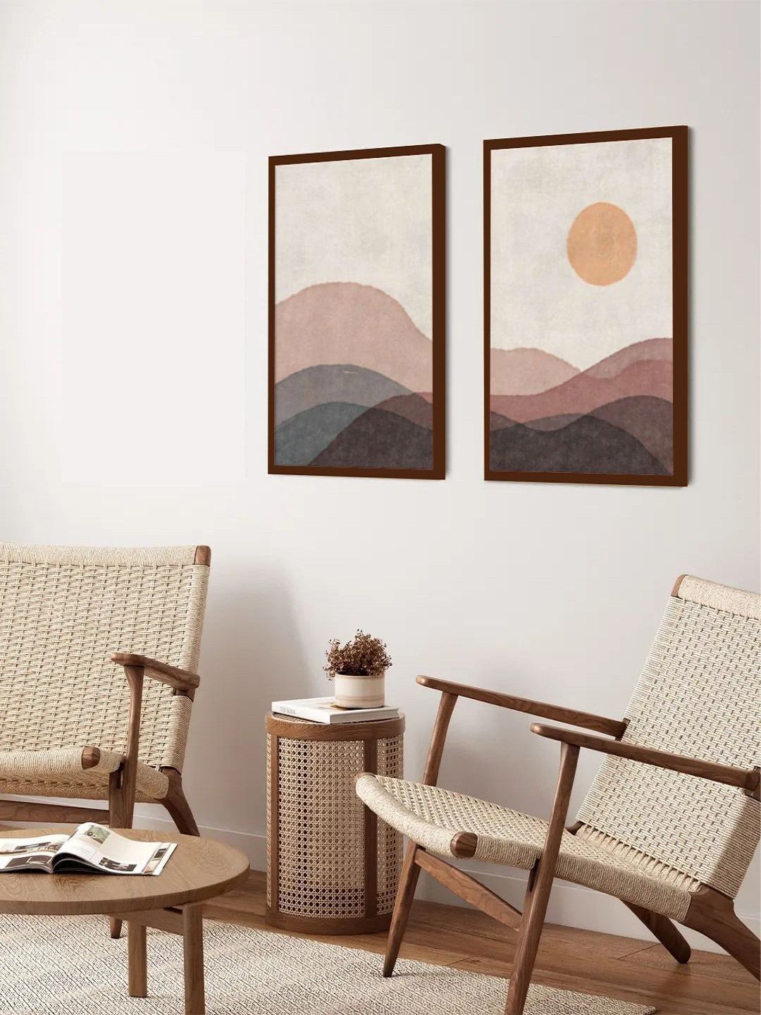 The Art House Set of 2 White & Rust Abstract Painting Framed Wall Art-picture-42