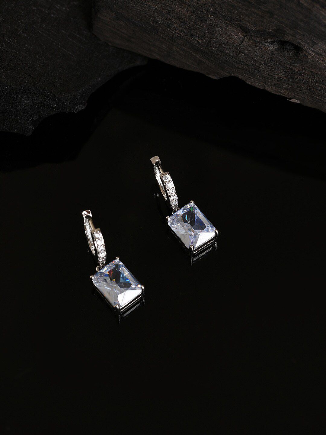 SOHI Women SilverPlated Designer Stone Hoop Earrings-picture-14