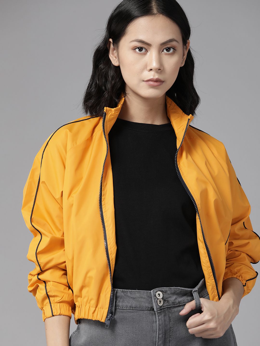 Mustard yellow bomber top jacket