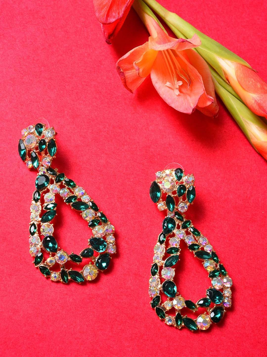 SOHI Multicoloured Contemporary Half Hoop Earrings-image-12