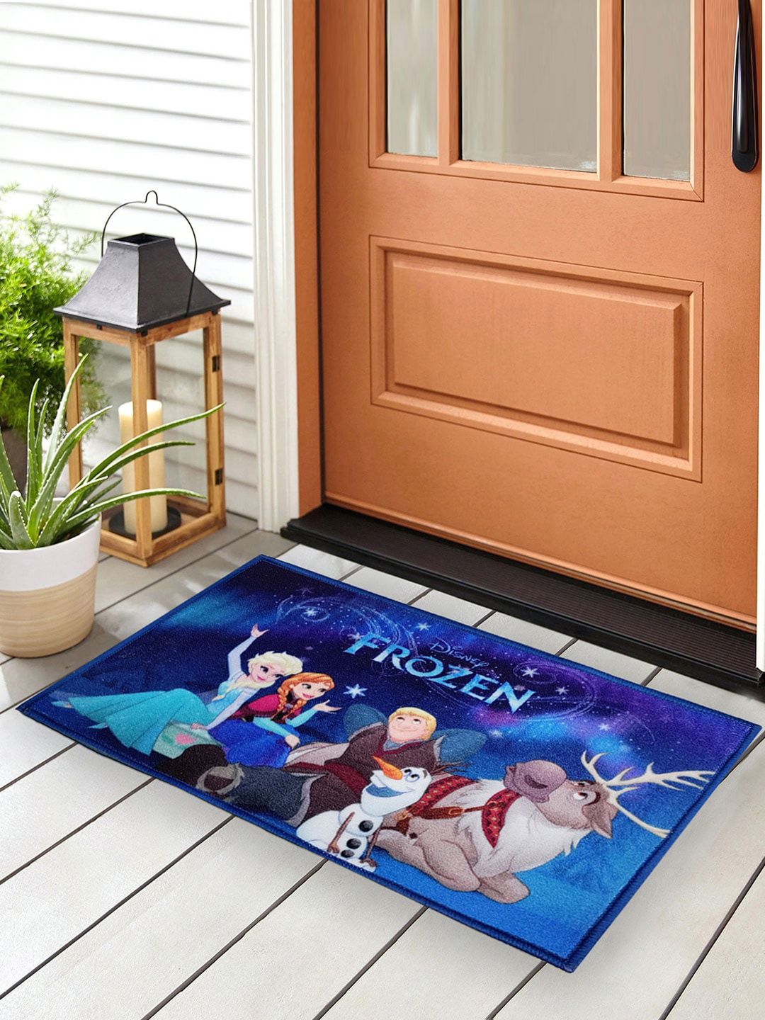 YK Kids Blue & Orange Frozen Anti Skid Digital Printed Doormat-image-7
