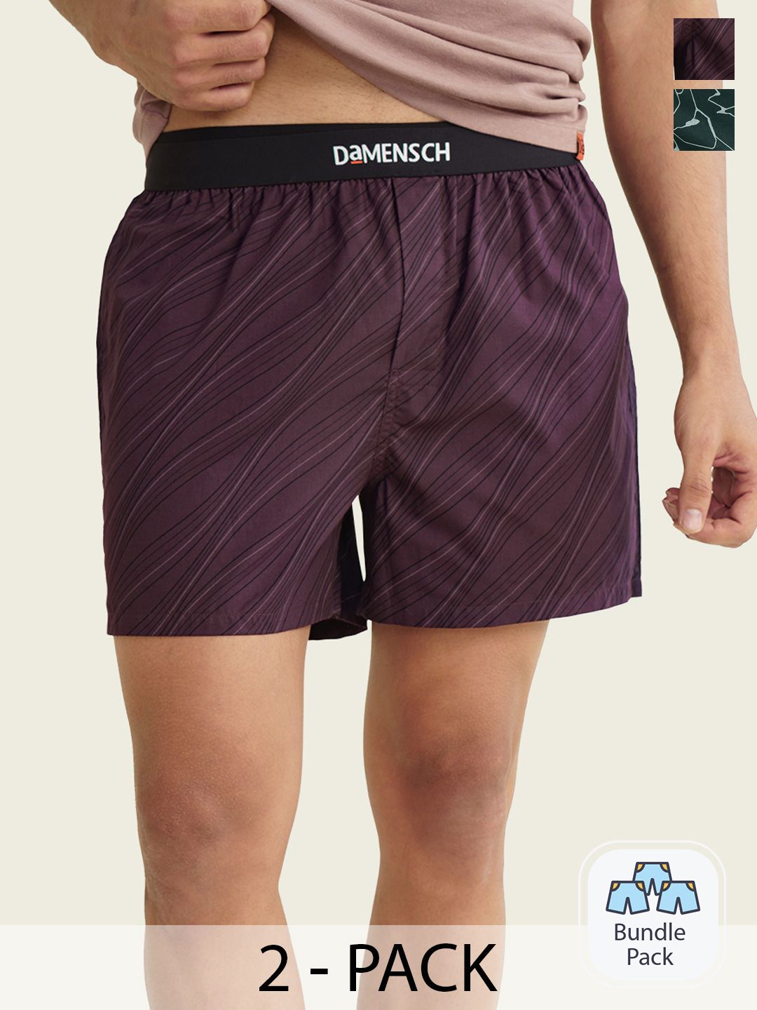 DAMENSCH Men Pack of 2 Ultra-Light Cotton Regular Fit Boxer Shorts-picture-29