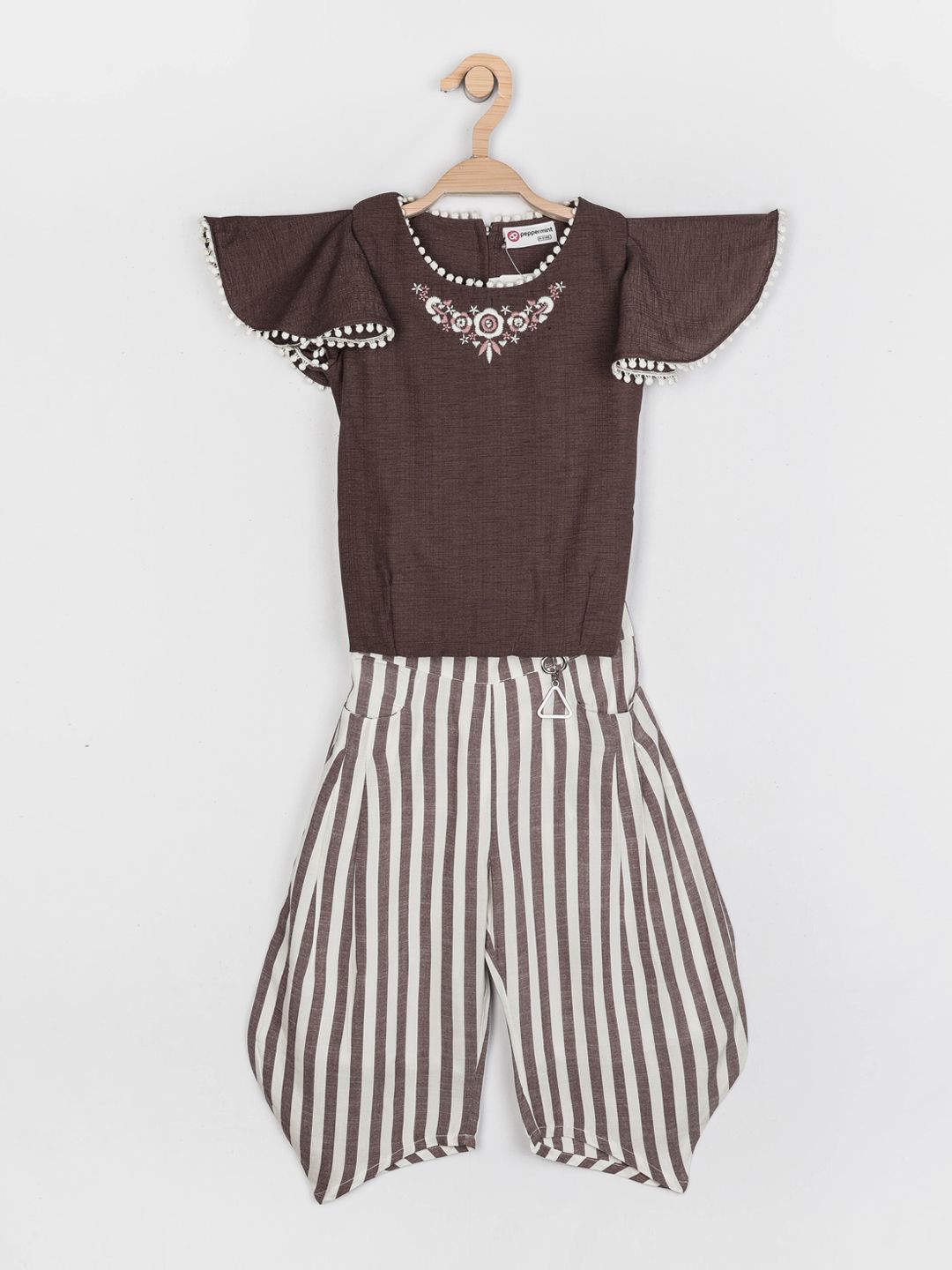 Peppermint Girls Brown Top with Dhoti Pants-picture-13
