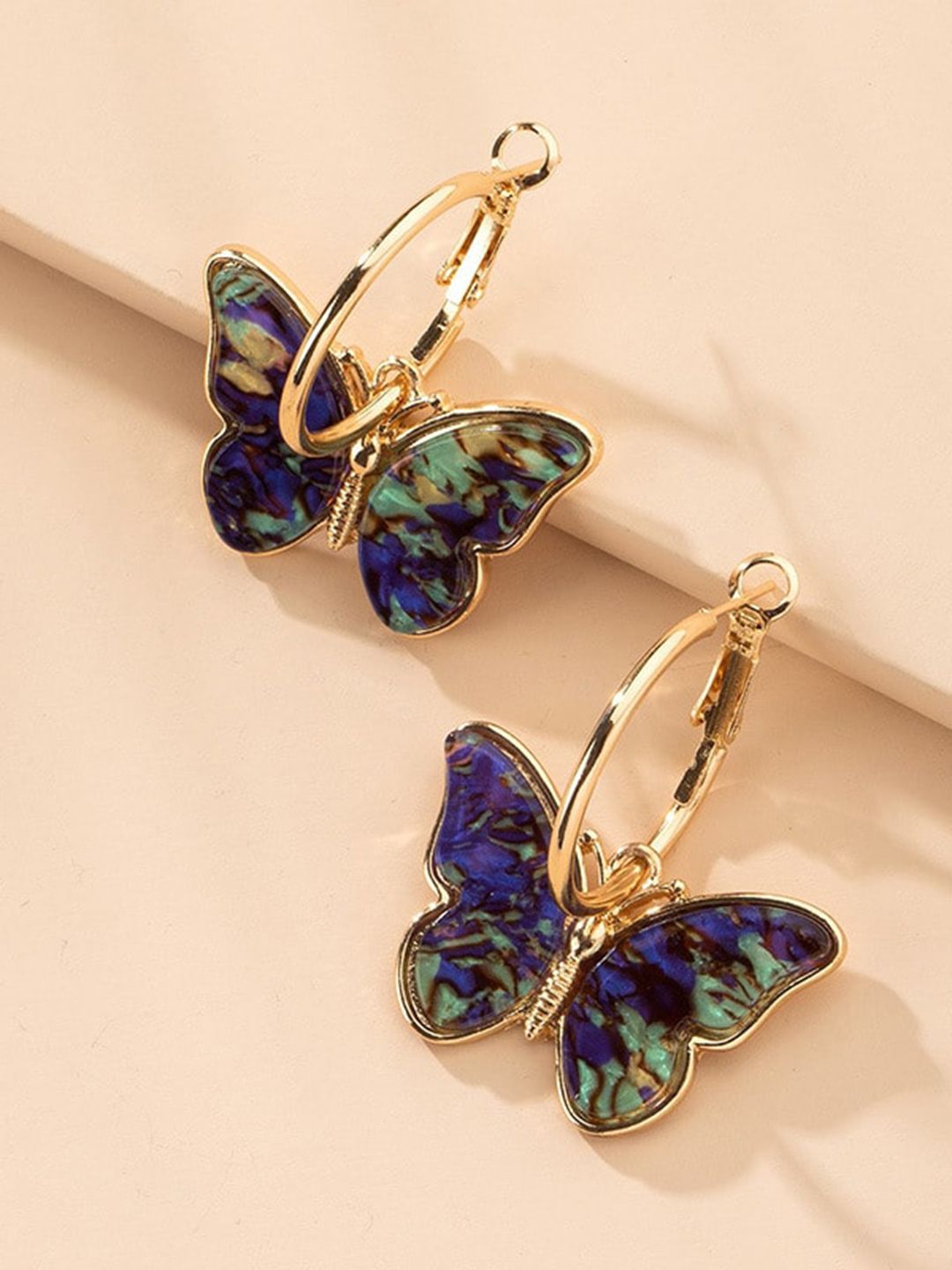 Unwind by Yellow Chimes Blue Contemporary Half Hoop Earrings-picture-38