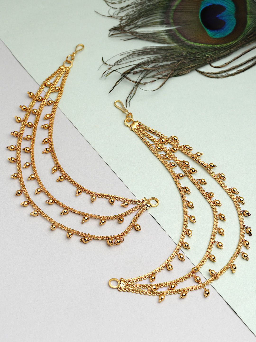 ZENEME Gold-Toned Floral Ear Cuff Earrings-image-2