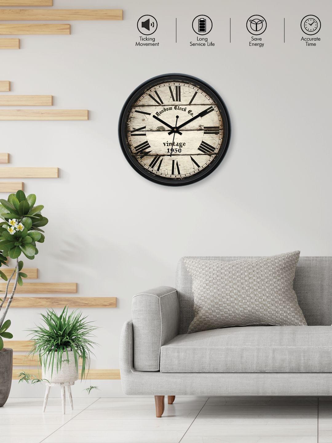 RANDOM Beige Dial Printed 28 cm Analogue Wall Clock-picture-56