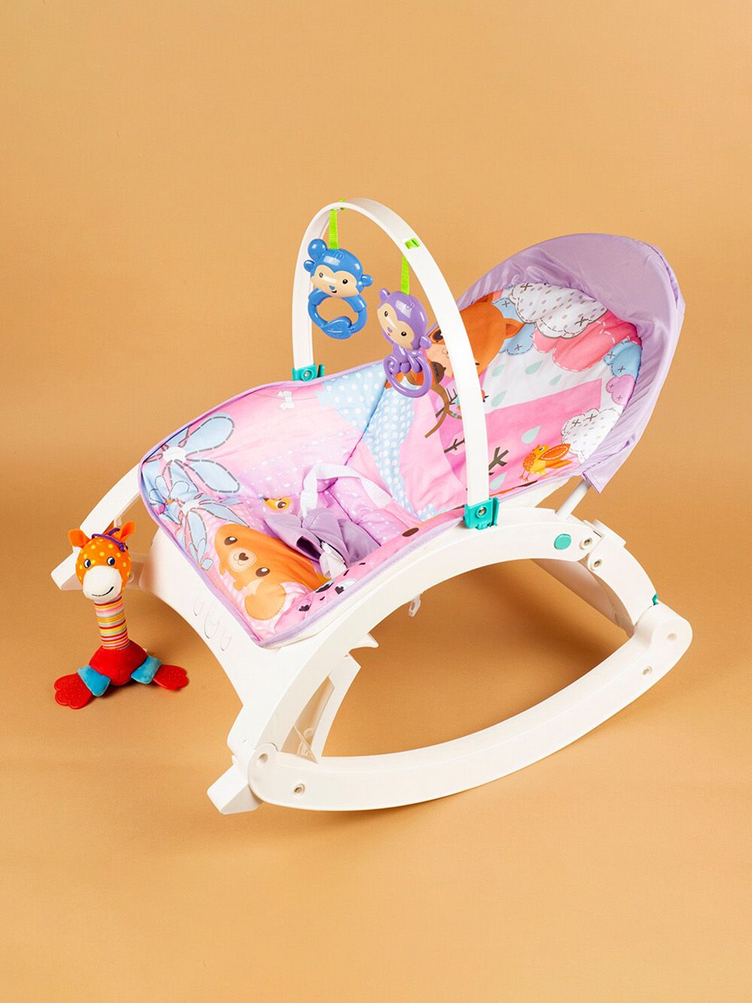 Baby Moo Infant Purple & White Printed Nature Lover Portable Rocker-picture-19