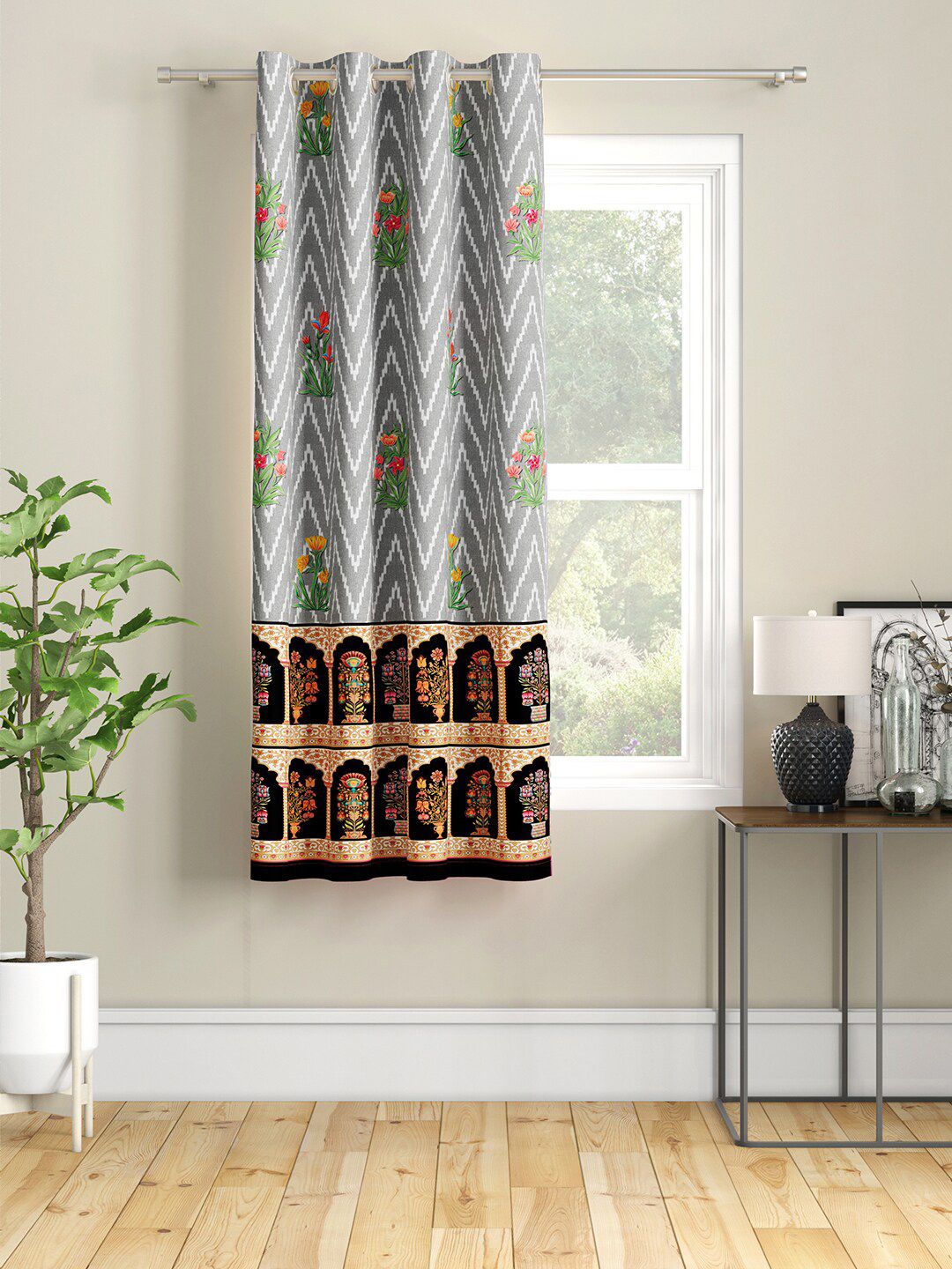 SEJ by Nisha Gupta Grey & Green Window Curtain-picture-15