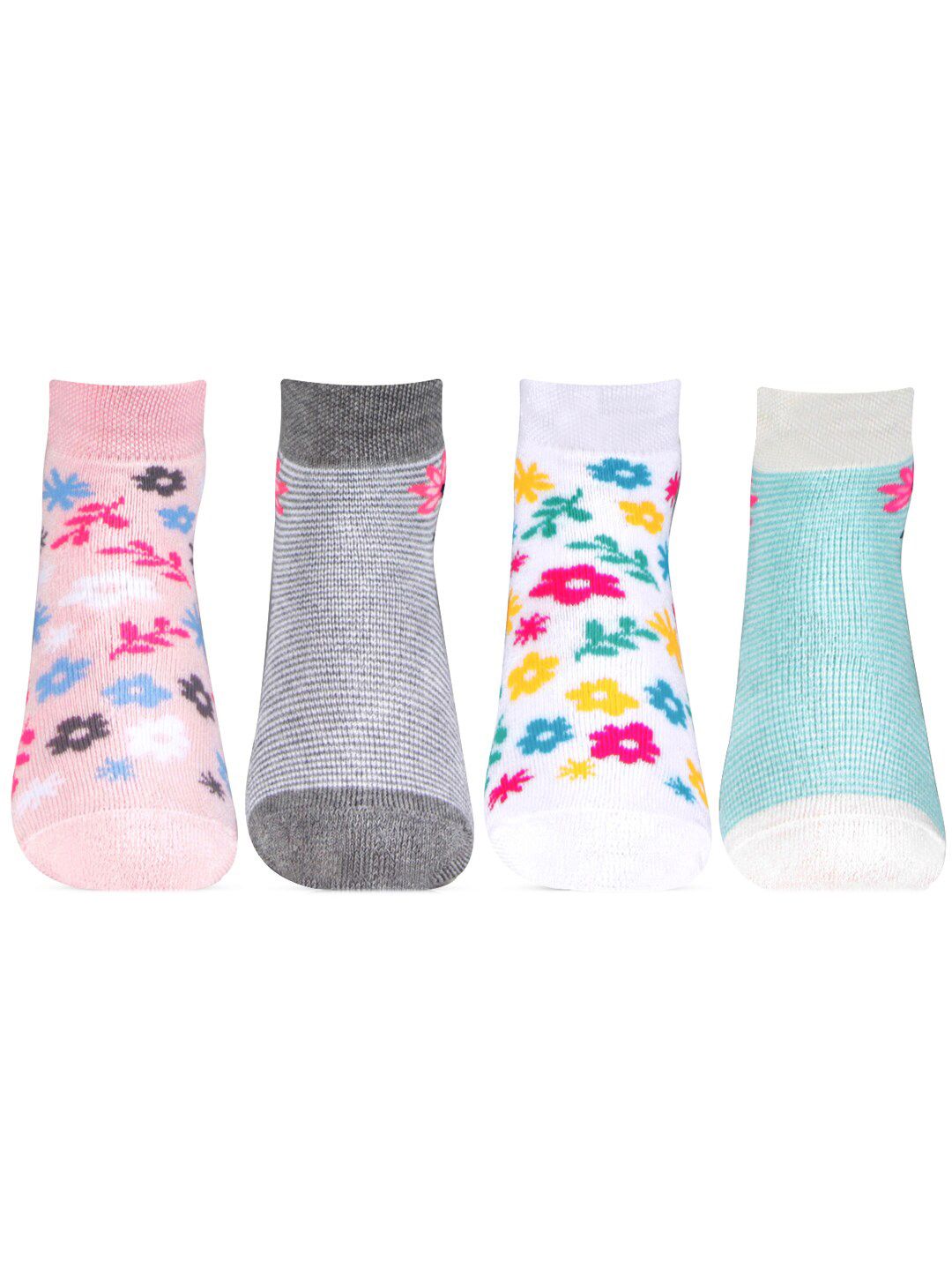 Bonjour Girls Pack Of 4 Assorted Ankle-Length Socks