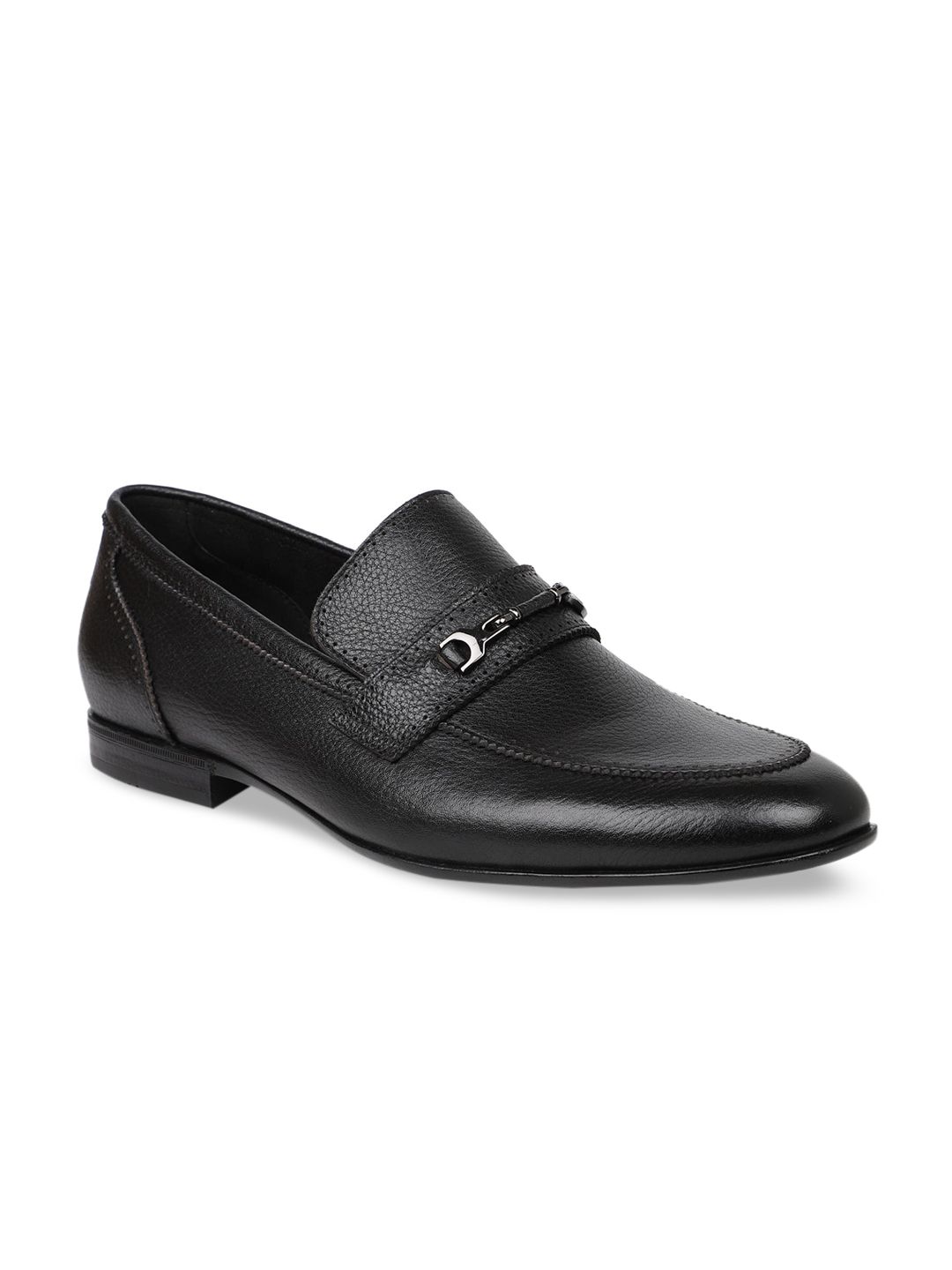 ATESBER by Inc.5 Men Black Solid Leather Formal Loafers-picture-14