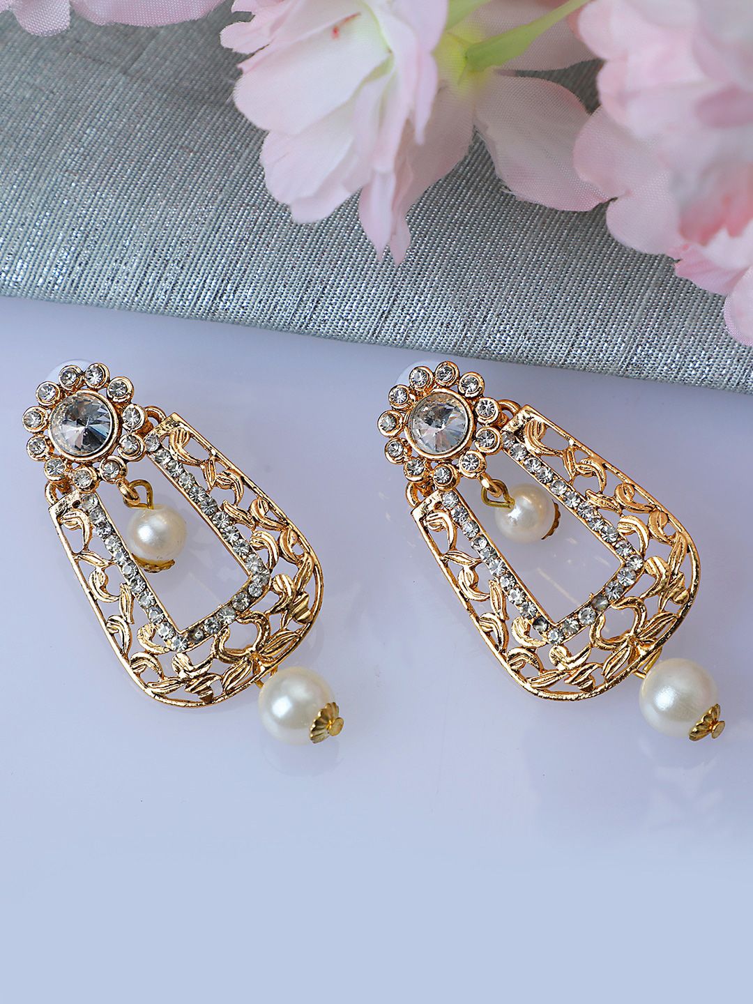 ANIKAS CREATION White Contemporary Studs Earrings-picture-30