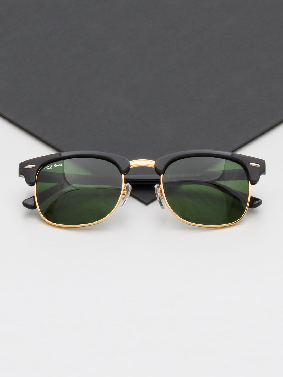 Ted Smith Unisex Green Lens & Black Wayfarer Sunglasses with UV Protected Lens-image-33