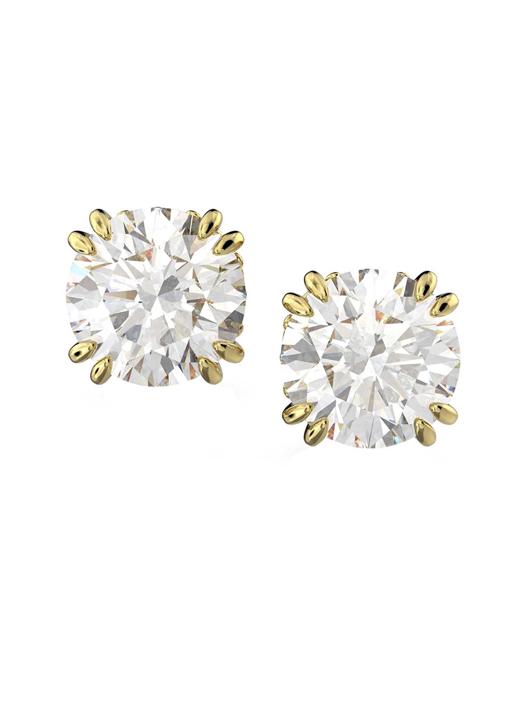 SWAROVSKI Gold Plated & White Round Studs Earrings-image-47