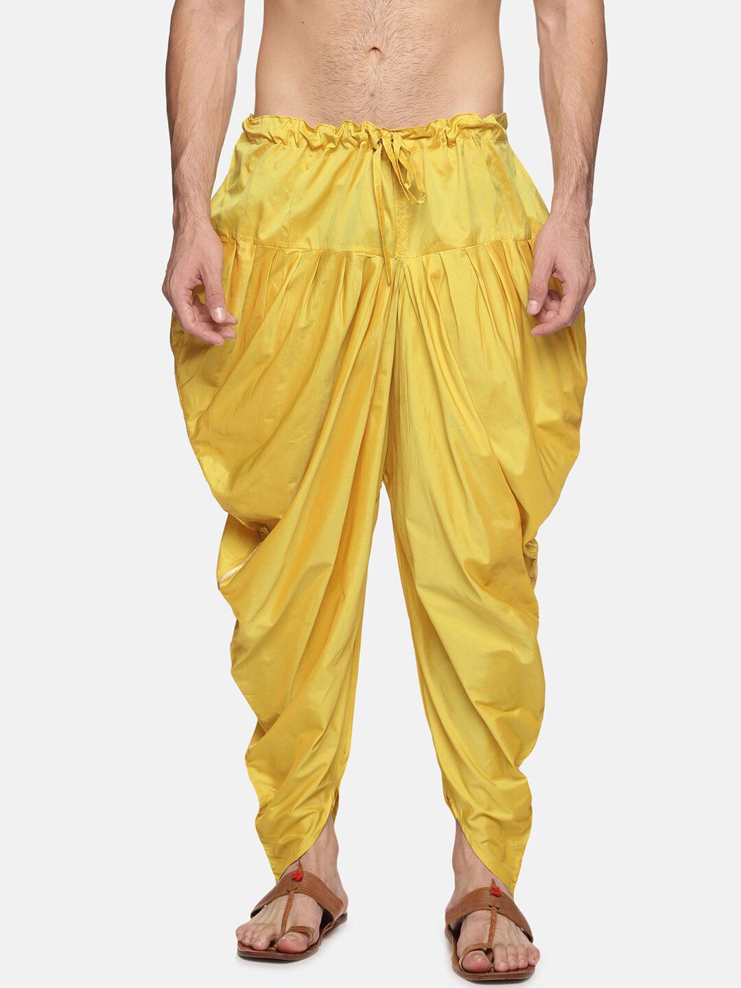 Sethukrishna Men Yellow Solid Dhoti Pant-picture-33