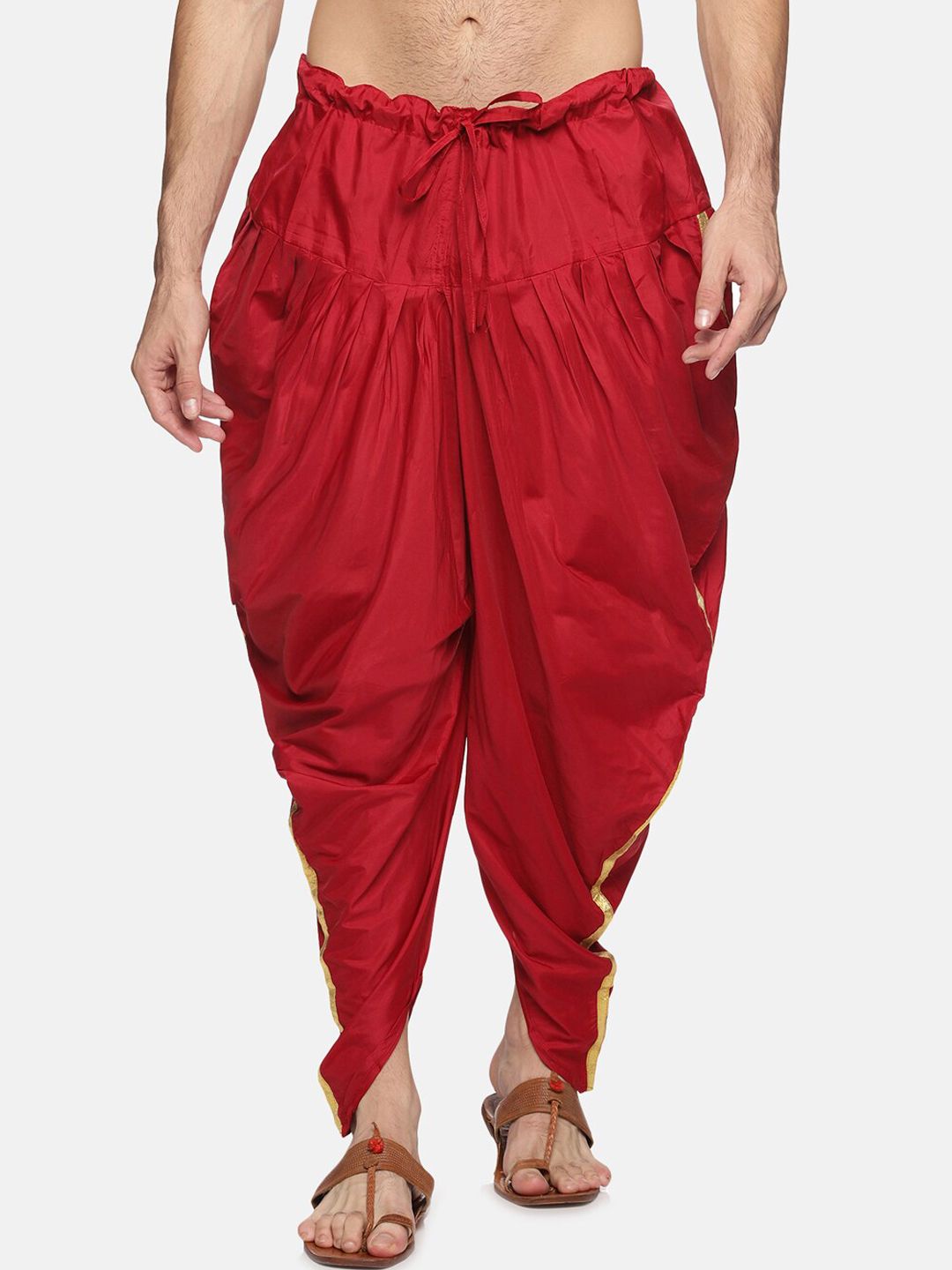 Sethukrishna Men Maroon Solid Dhoti Pant-image-4