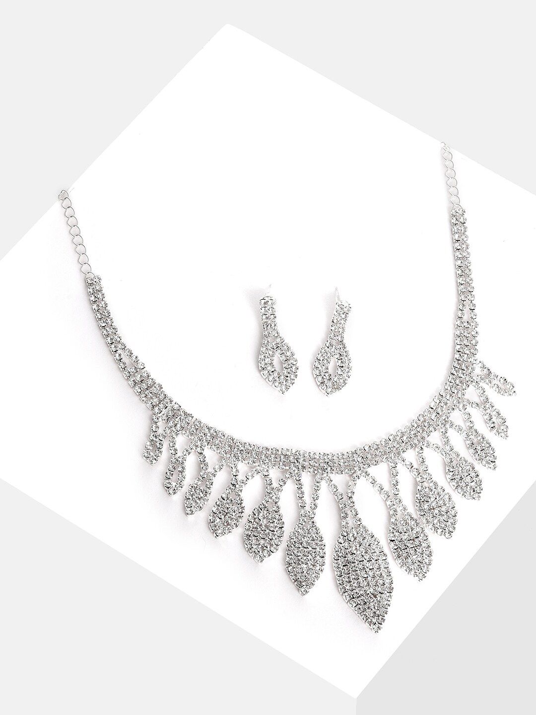 SOHI Silver-Plated & White Stones-Studded Designer Jewellery Set-image-24