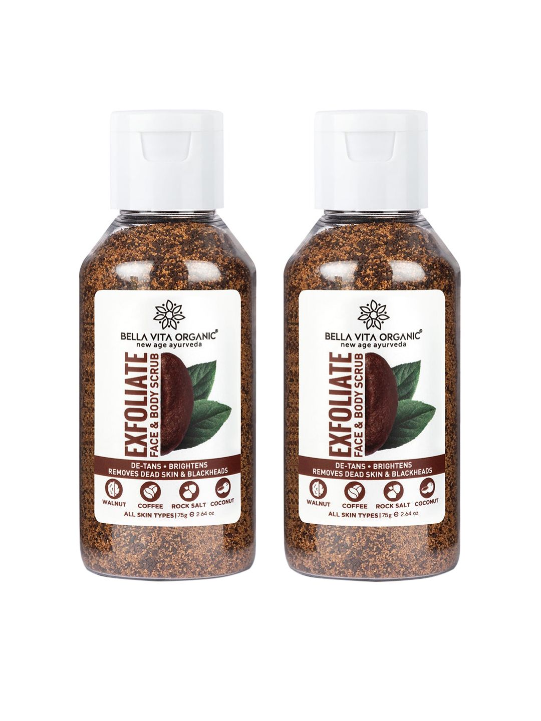 Bella Vita Organic Set of 2 Exfoliate Face & Body Scrub Grit for Tan Removal - 75g each-image-48