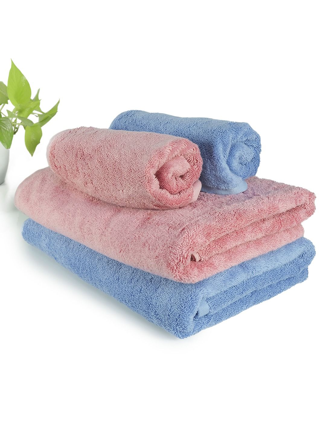 Heelium Set Of 4 Super Soft & Quick Absorbent 600GSM Bath & Hand Bamboo Cotton Towels-picture-2