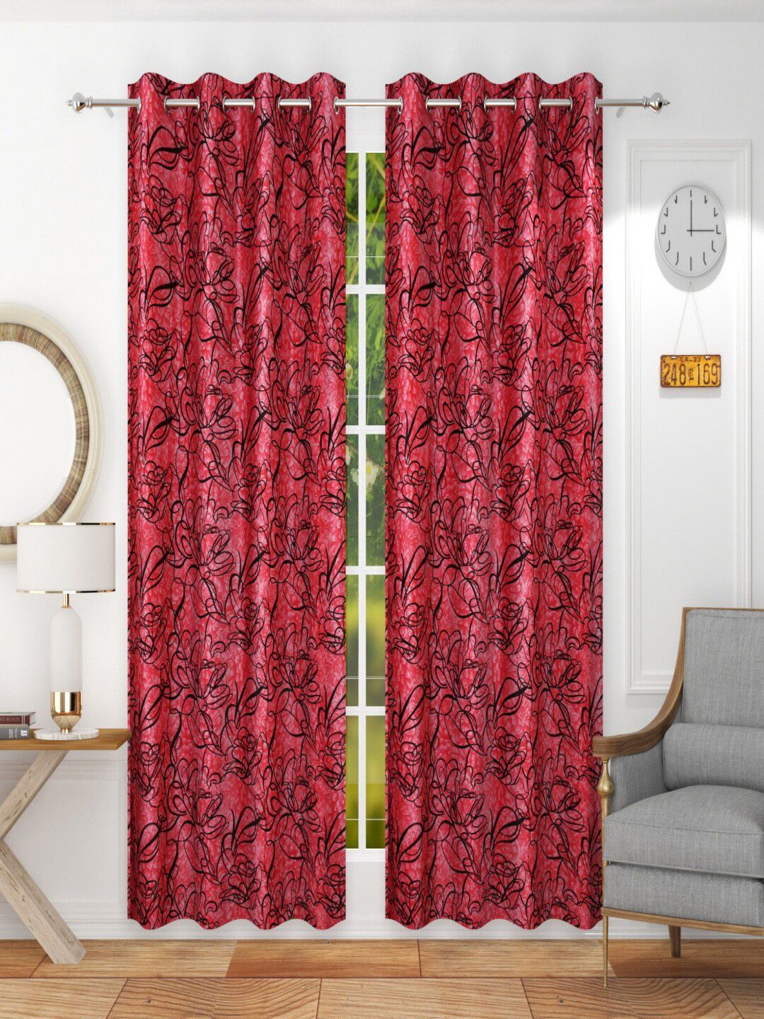 Homefab India Maroon Set of 2 Long Door Curtain-picture-20