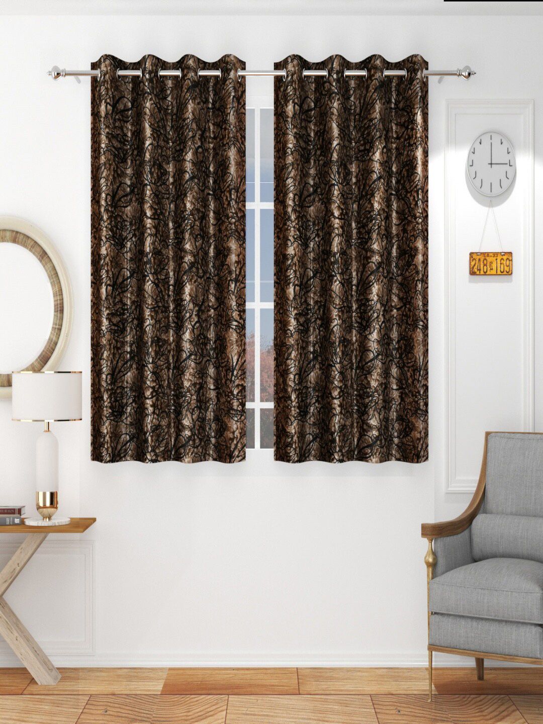Homefab India Brown Set of 2 Window Curtain-picture-34