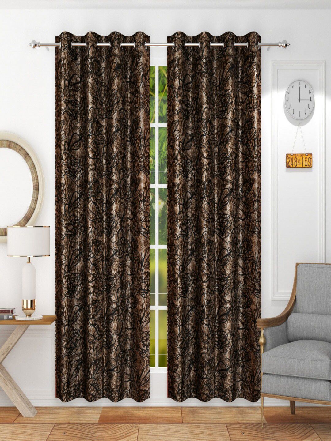 Homefab India Brown Set of 2 Long Door Curtain-picture-10
