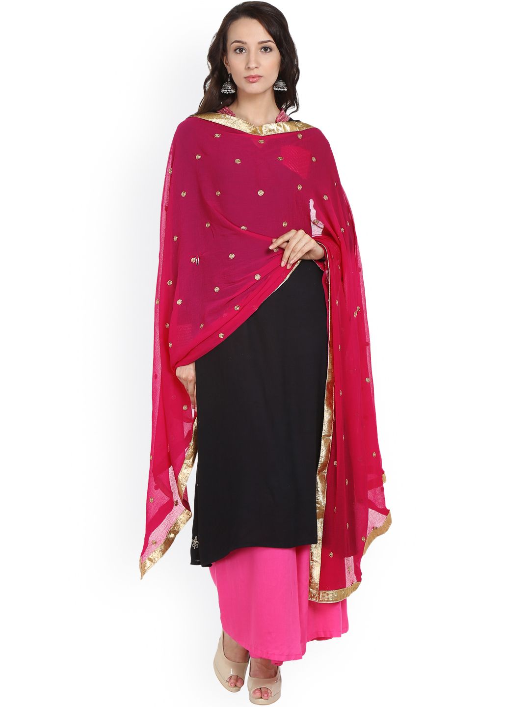 Dupatta Bazaar Pink Embroidered Dupatta-picture-24