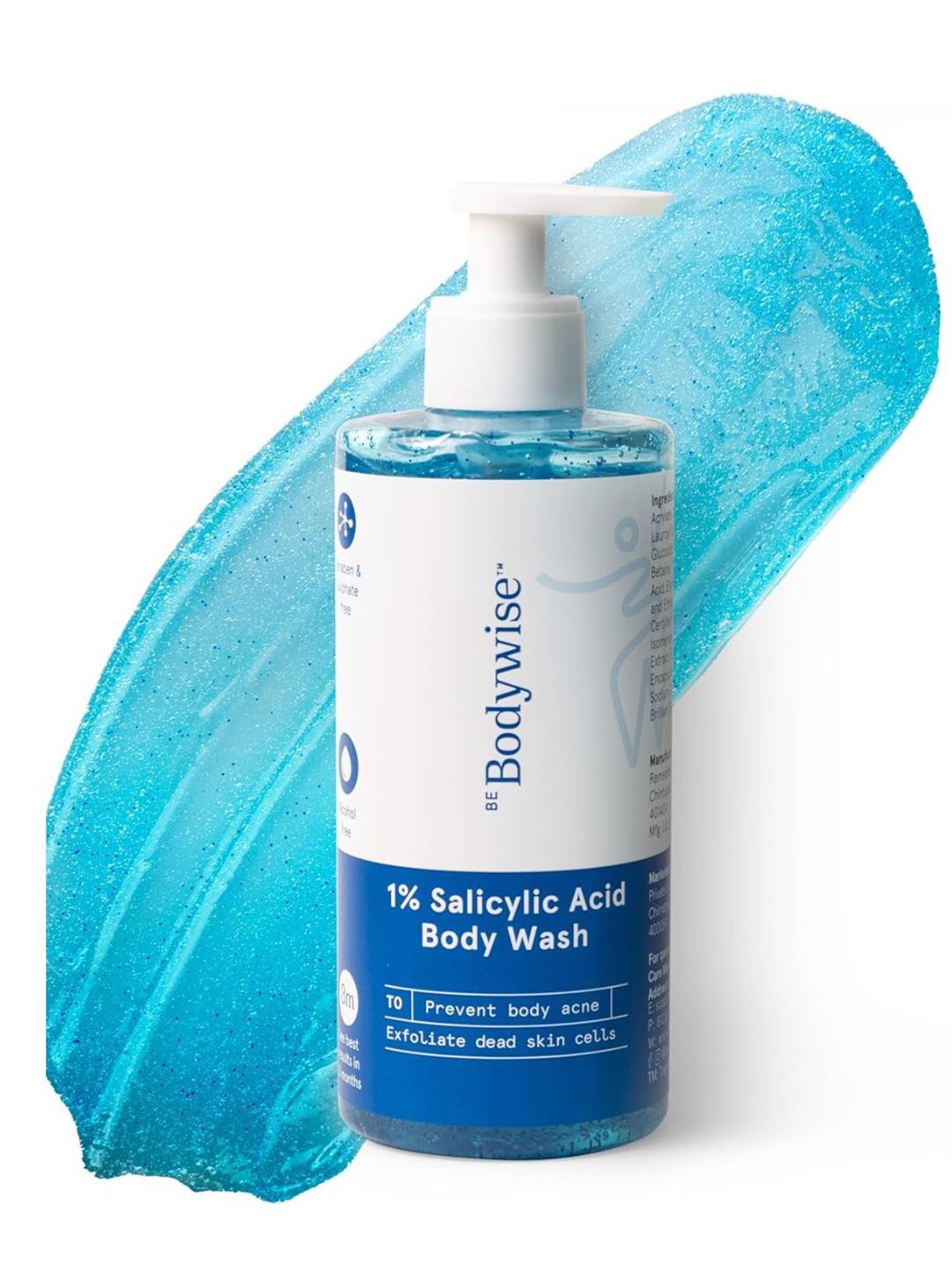 Be Bodywise 1% Salicylic Acid Body Wash Shower Gel Exfoliates & Prevents Body Acne - 375ml