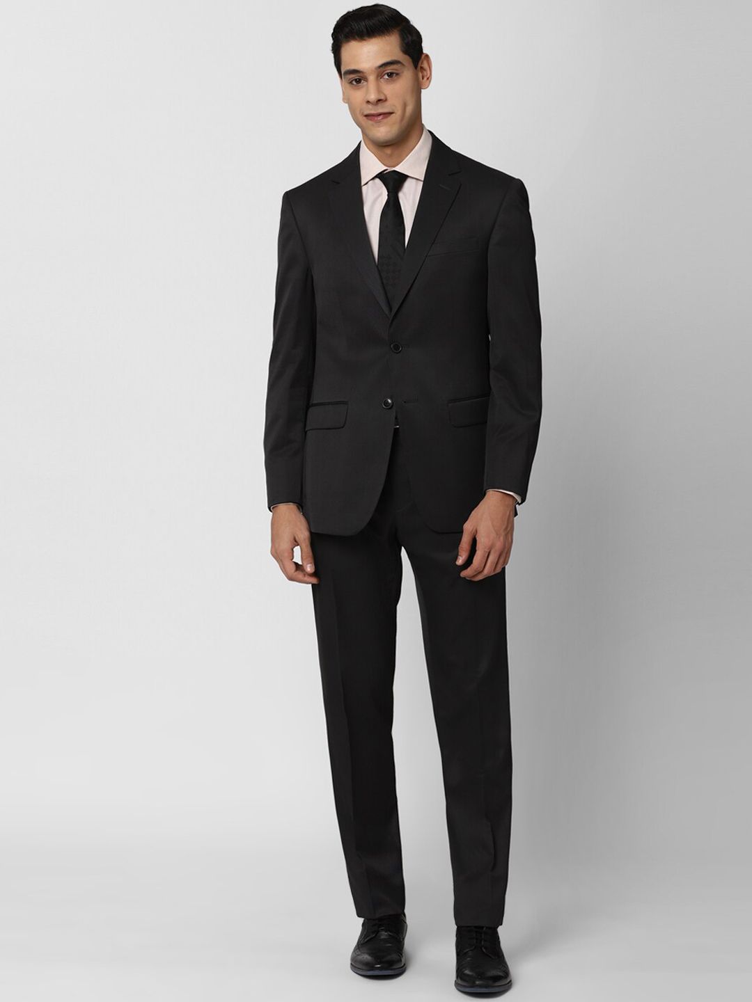 Peter England Men Black Solid Single-Breasted Two-Piece Formal Suit-picture-31