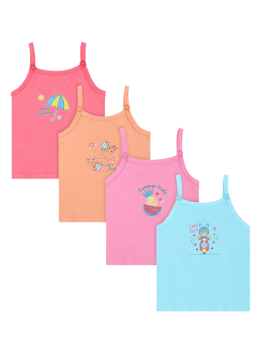 DYCA Girls Pack Of 4 Assorted Camisoles