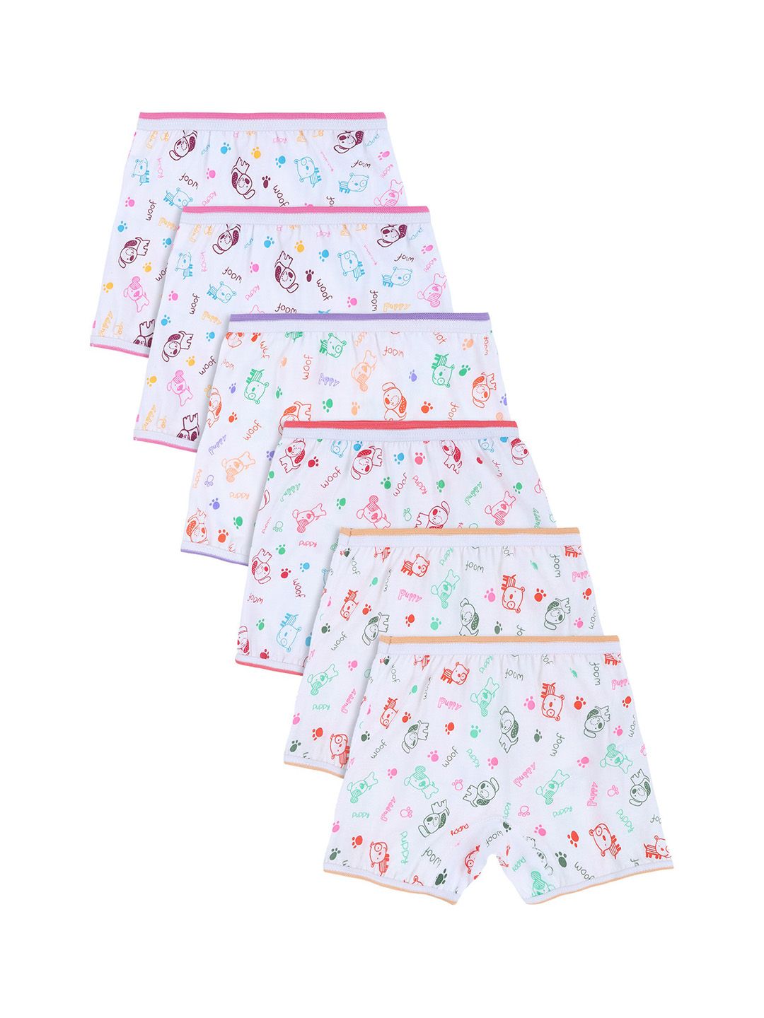 DYCA Kids Pack Of 6 White Printed Bloomer Briefs-picture-10