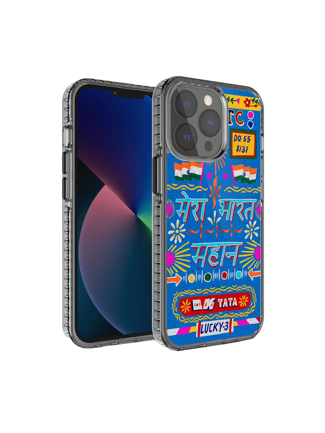 DailyObjects Transparent & Blue Printed Stride 2.0 Case Cover For iPhone 13 Pro-picture-57