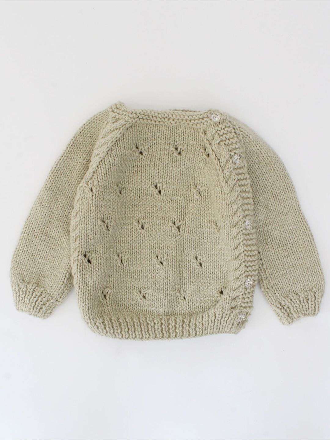 Woonie Unisex Kids Beige Cable Knit Pullover-picture-22